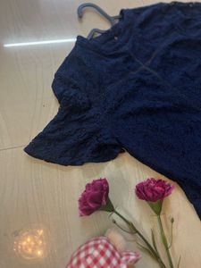 HEY!!! Blue Net Flared Dress