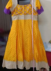 Yellow Nd Purple Combination Dress