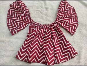 Berrylush Red Printed Bardot Top