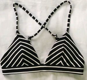 H&amp;m Black/white Stripped Bikini Bra Top