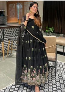 Elegant Black Embroidered Anarkali