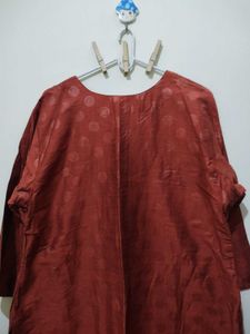 Rust Or Burnt Orange Kurta Mirror Work Polka Dot