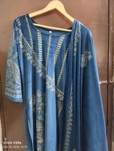 Velvet DigitalPrint Stone Work Suit
