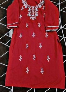 Maroon Embroidered Kurta