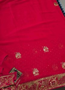 Red Embroidered Saree