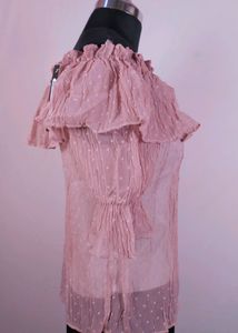 Peach Bardot Top