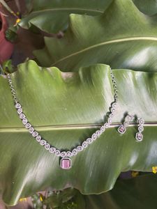 Pink Stone Necklace &amp; Earring Set