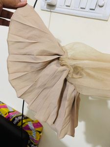 Beige Pleated Cutout Blouse