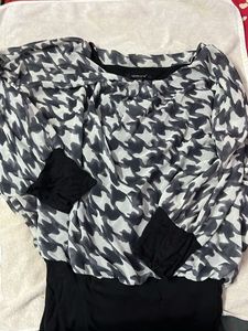 Houndstooth Top - Black/White