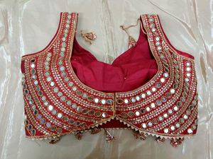 Red Mirror Work Blouse