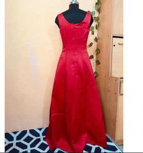 Elegant Red Satin Evening Gown
