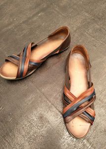 Crisscross Leather Flats