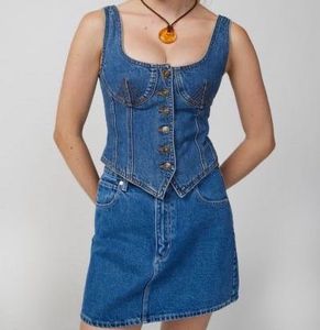 Classy Denim Corset Top With Back Belt Stretchable
