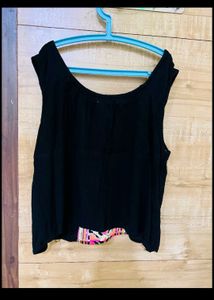 Embroidered Black Tank Top