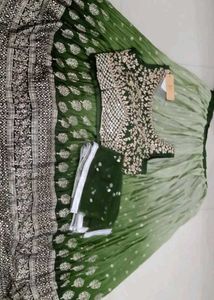 Green Embroidered Lehenga Set