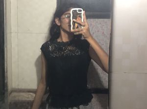 Black Lace Mock Neck Top