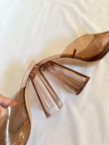 Zara Nude Brown Block Heels