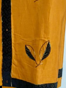 Mustard Black Combination Saree