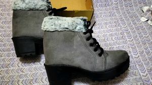 Commander Shoes High Ankle Fur Boot For Girls