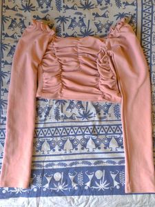 Peach Ruched Crop Top