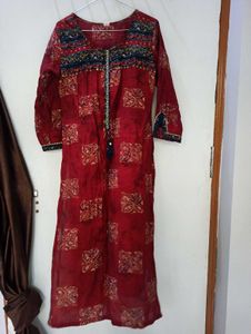 Red Printed Kurta Set