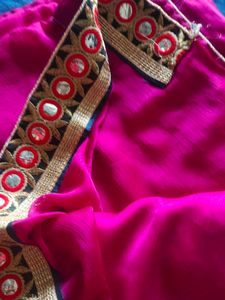 Saree With Embroidery Work Stiched Blouse