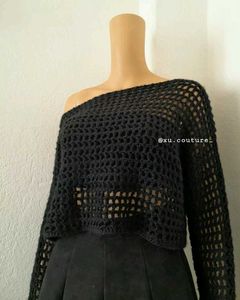 Crochet Black Mesh Sweater