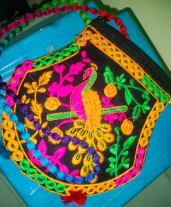 Embroidered Peacock Pouch