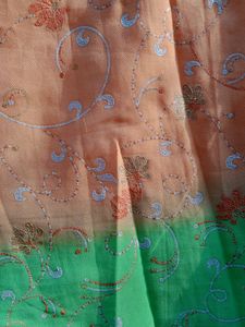 Orange And Green Color Saree