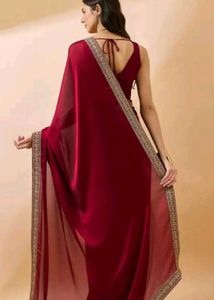 Satin Embroidered Saree