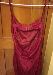 Y2k Vintage Maroon Midi Backless Dress