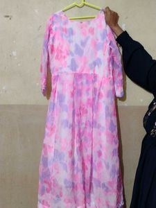 Pink Long Goun Frock Formal Daily Wear Can Carry
