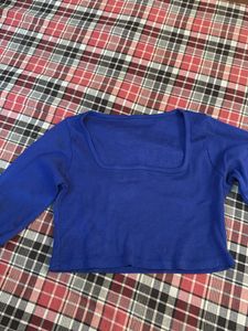 Royal Blue Women Ribbed Top