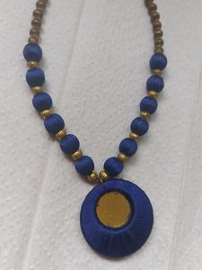 Blue Short Necklace With Earrings