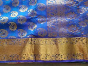 Blue &amp; Gold Silk Saree