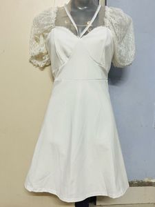 Pintrest corset Elegant White Lace Sleeve Dress