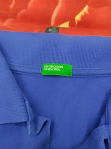 Benetton Blue Long Sleeve Polo Shirt
