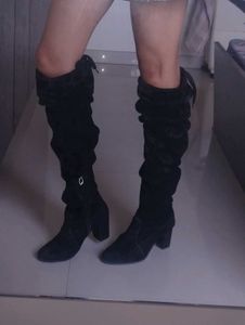 SSS Suede Knee High Black Boots