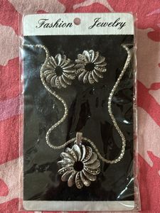 Silver Oxidised Look Necklace &amp; Earrings