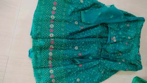 Emerald Green Embroidered Party Wear Gown
