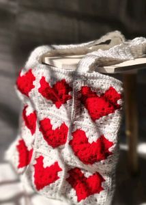 Crochet Heart Tote Bag