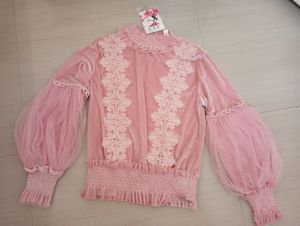 Baby Pink Velvet Puff Sleeve Partywear Top