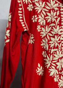 Red Embroidered Kurti