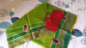 Green &amp; Red Saree with blouse