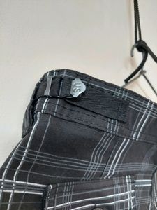 Jorts In Black cargo Check Pattern