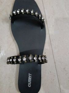 Embellished Black Flats