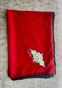 Red and Black Anarkali Gown With Net Dupatta