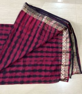 Maroon Tie-Dye Saree with Blouse