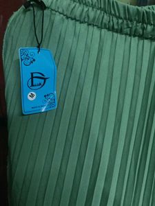 Green Pleated Skirt