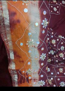 jaypuri जॉर्जेट saree with Mirror work. + blouse